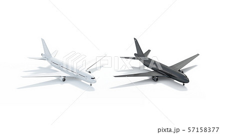 Blank black and white airplane mock up, side view isolated, 57158377