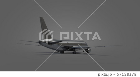Blank black airplane mock up stand, backside view isolated, 57158378