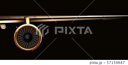 Airliner wing with turbine on dark background 57159687
