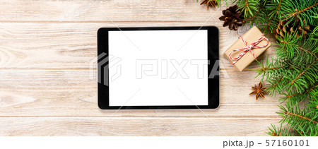 Digital tablet mock up with rustic Christmas 57160101