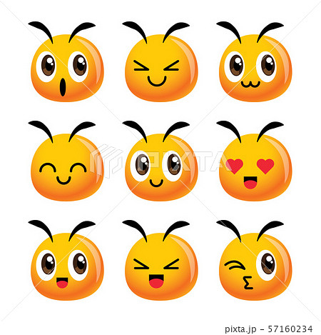 Vector of cute bee head mascot set for farm or healthy natural food mascot - vector character emoji 57160234