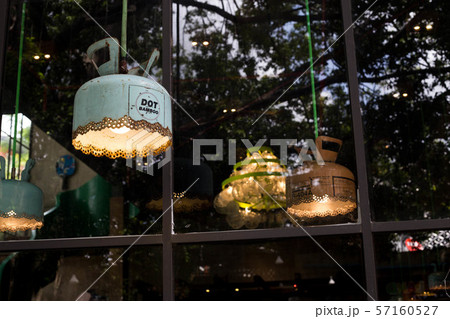 The lamp is made from an air tank. 57160527