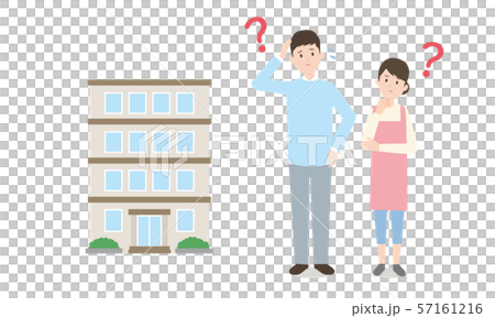不動産_悩む若い夫婦のイラスト 不動産_悩む若い夫婦のイラスト 57161216