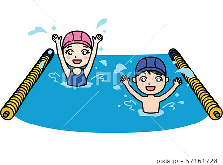 プールで水泳のイラスト素材 プールで水泳のイラスト素材