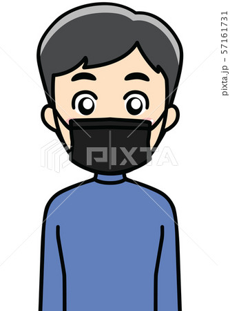 黒いマスクをする男性 のイラスト素材