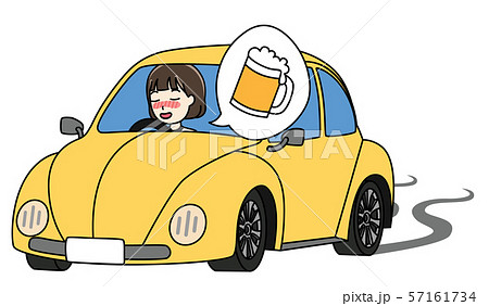 飲酒運転をする女性	 57161734