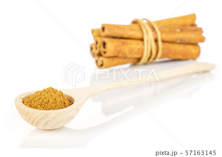 Dry brown cinnamon isolated on white Dry brown cinnamon isolated on white 57163145