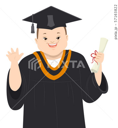 Teen Boy Down Syndrome Graduate Illustration 57163822