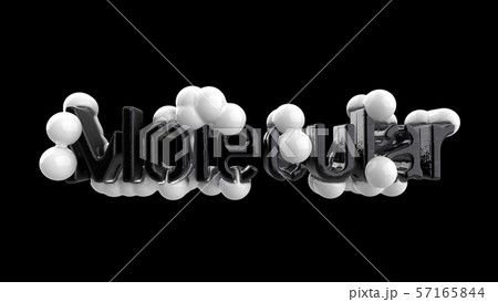 Model of abstract molecular structure with word lettering in trendy black and white colors. Isolated 57165844