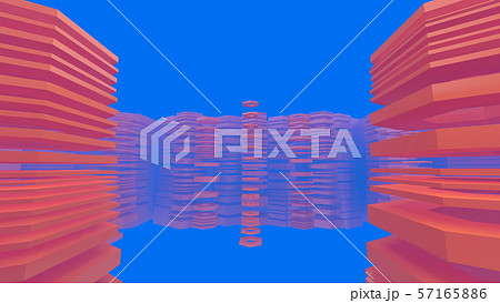 Abstract hexagonal architectural structure in foggy space. 3d illustration Abstract hexagonal architectural structure in foggy space. 3d illustration 57165886