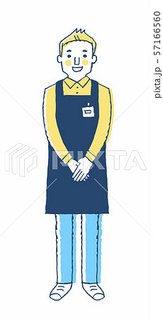 エプロン姿の若い男性のイラスト素材 エプロン姿の若い男性のイラスト素材