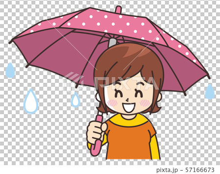 傘を差す笑顔の若い女性 傘を差す笑顔の若い女性 57166673