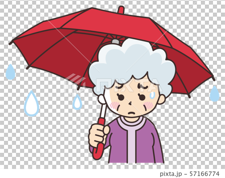 拿著傘的沮喪的資深婦女 57166774