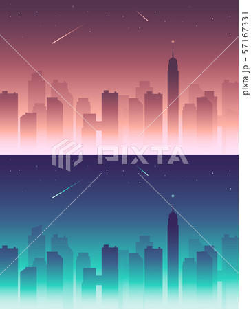 Set of two vector simple city scenes with 57167331