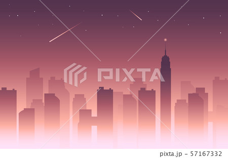 Vector simple city landscape with silhouettes of Vector simple city landscape with silhouettes of 57167332