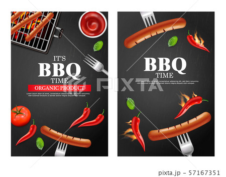 Bbq grill party banners set Vector realistic. Bbq grill party banners set Vector realistic. 57167351