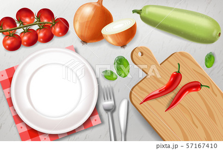 Vegetarian dish preparation Vector realistic. 57167410
