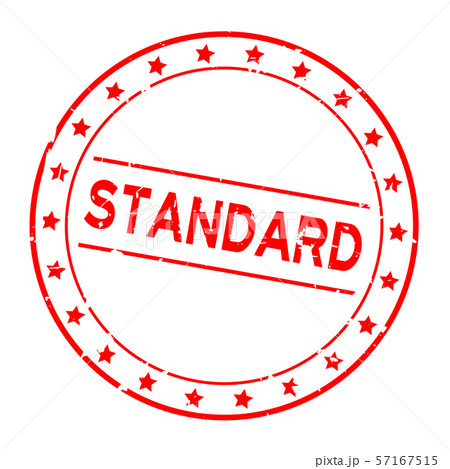 Grunge red standard word with star icon round stamp Grunge red standard word with star icon round stamp 57167515