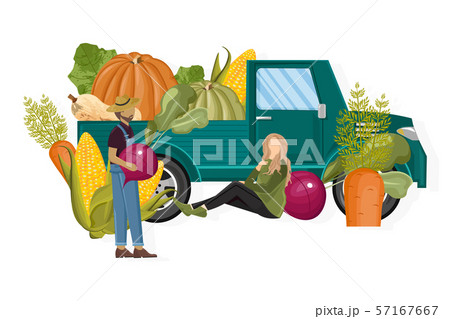 Farming van Vector. Harvest fall season banner. 57167667