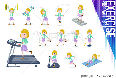 flat type blond girl white_exercise 57167787