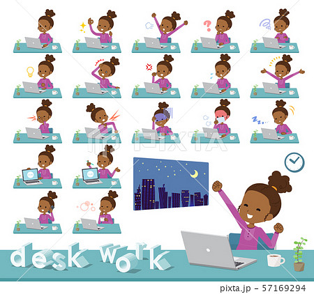 flat type Curly hair girl black_desk work flat type Curly hair girl black_desk work 57169294