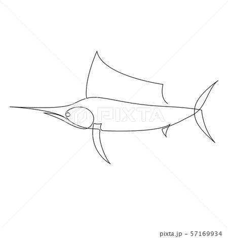 One line marlin design silhouette. Hand drawn swordfish or sailfish minimalism style vector One line marlin design silhouette. Hand drawn swordfish or sailfish minimalism style vector 57169934