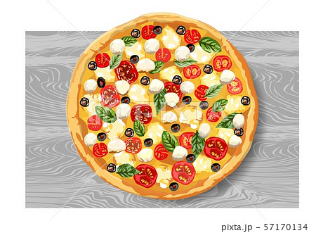 Tasty Wholesome Food Real Hot Pizza Vectorのイラスト素材