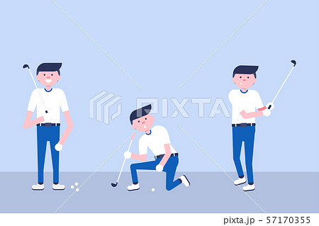 Set of Golf cartoon players in modern flat style 57170355