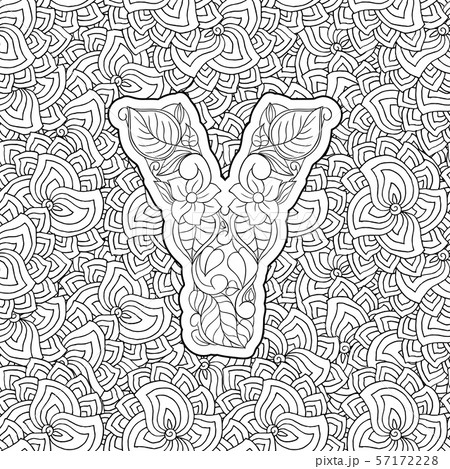 Coloring Book Ornamental Alphabet Letter Y Font 57172228
