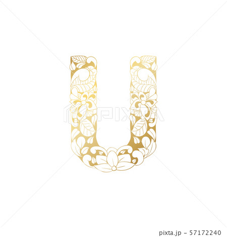 Golden Ornamental Alphabet Letter U Font 57172240