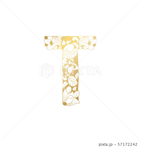 Golden Ornamental Alphabet Letter T Font 57172242