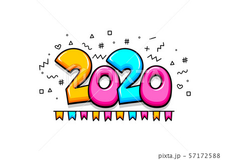 2020 cartoon new year number sketch doodle style. 2020 cartoon new year number sketch doodle style. 57172588
