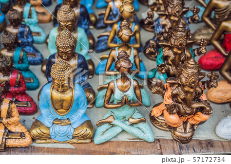 Typical souvenir shop selling souvenirs and handicrafts of Bali at the famous Ubud Market, Indonesia 57172734