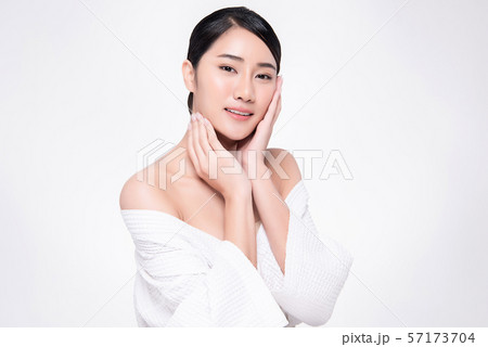 Beautiful Young Asian Woman with Clean Fresh Skin, 57173704