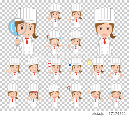 Cock chef chef patissier facial expression pose female set Cock chef chef patissier facial expression pose female set 57174821