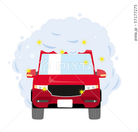 洗車中の車のイラスト|泡に包まれた自動車|RV車・クロスオーバー車 レッド 洗車中の車のイラスト|泡に包まれた自動車|RV車・クロスオーバー車 レッド 57177275