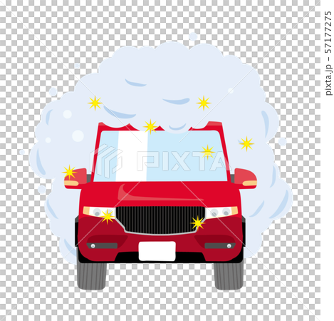 洗車中の車のイラスト|泡に包まれた自動車|RV車・クロスオーバー車 レッド 洗車中の車のイラスト|泡に包まれた自動車|RV車・クロスオーバー車 レッド 57177275