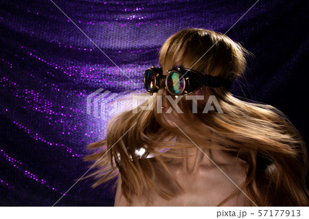 Fashion Model Woman wear Kaleidoscope Glasses 57177913