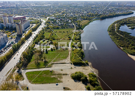 Bird eye view on Scherbakova street. Tyumen. 57178902