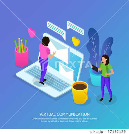 Virtual Communication Isometric Illustration 57182126