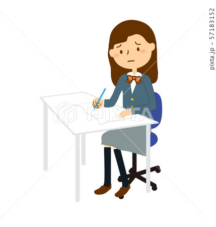 個別指導塾女子生徒困り顔 57183152