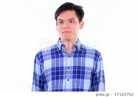 Face of young handsome Asian hipster man thinking 57183762