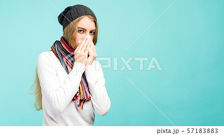 Health and medicine concept - Sad Teen Girl 57183883