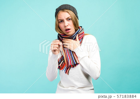 Cold And Flu. Portrait Of Beautiful Teen Girl With 57183884