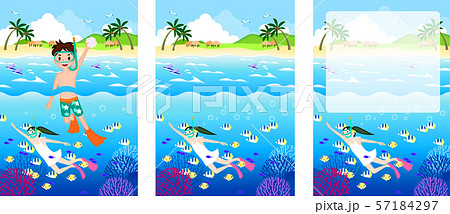 イラスト 夏 海 ダイビング のイラスト素材