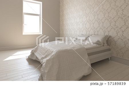 壁紙のあるベッドルーム 2のイラスト素材 57189839 Pixta