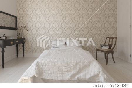 壁紙のあるベッドルーム 1のイラスト素材 57189840 Pixta