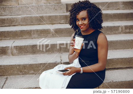 stylish black girl in a city 57190800
