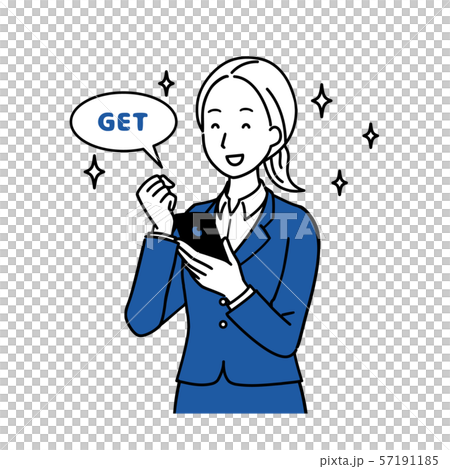 スマホを操作する女性　笑顔 57191185