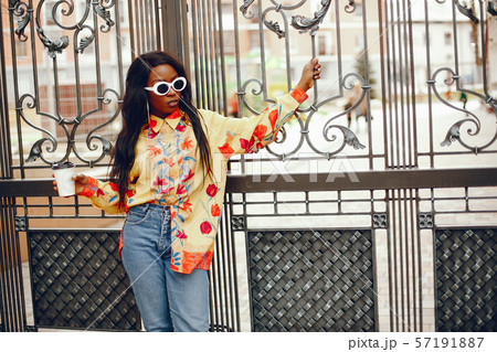 stylish black girl in a city stylish black girl in a city 57191887